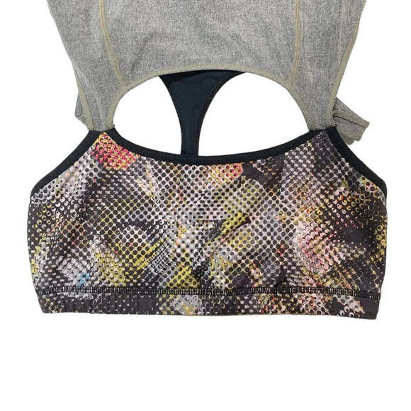 Prana‎ Sway Overlay Tank, Size Small, Gray with Patterned Bra Underneath, Yoga - Picture 6 of 11